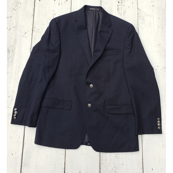 NEW Michael Kors 40R DARK MIDNIGHT BLUE Suit Jacket Blazer Two Button Wool - Picture 2 of 12